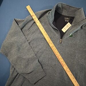 LL Bean 1/4 Zip Pullover Mens XXL Bayside Blue Heather Double Knit - New